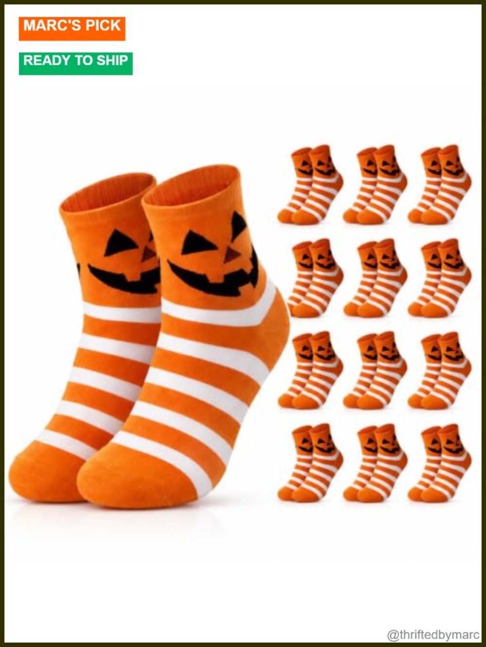 Halloween Pumpkin Crew Socks 24 Pairs Cotton Novelty